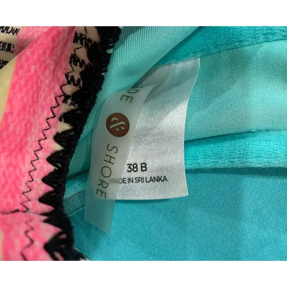 Shade & Shore Swim Bikini Top Size 38B Multicolored Striped Pattern - EUC